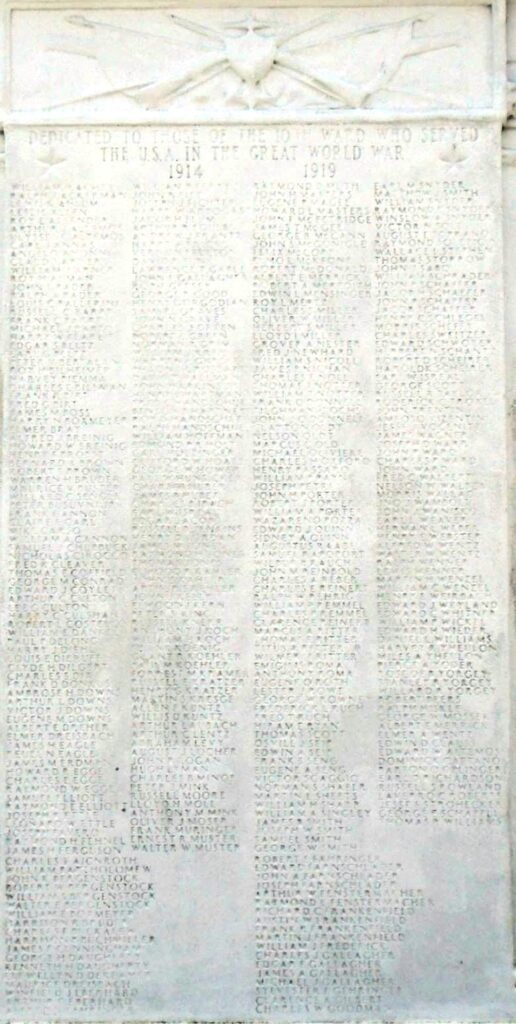 10TH WARD GREAT WORLD WAR MEMORIAL CLOSE-UP