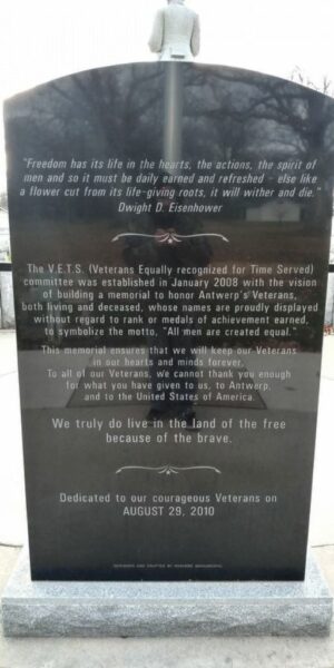 ANTWERP ALL VETERANS MEMORIAL STONE M