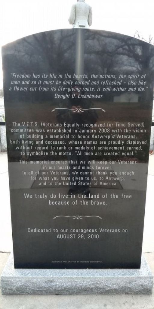 ANTWERP ALL VETERANS MEMORIAL STONE M