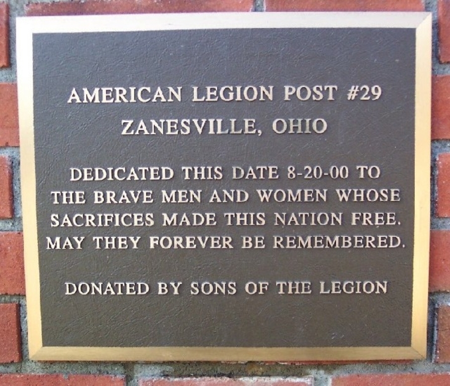AMERICAN LEGION POST #29 WAR MEMORIAL PLAQUE