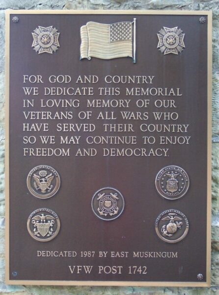 VFW POST 1742 ALL WARS MEMORIAL PLAQUE