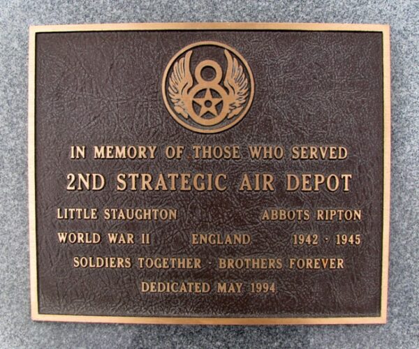 2ND STRATEGIC AIR DEPOT WAR MEMORIAL PLAQUE
