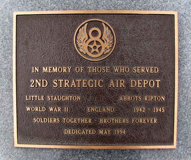 2ND STRATEGIC AIR DEPOT WAR MEMORIAL PLAQUE