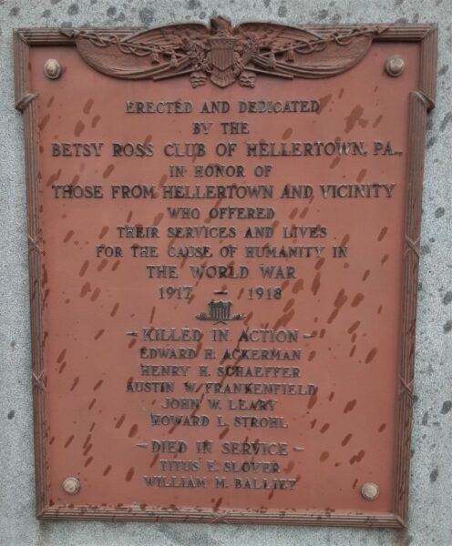 BETSY ROSS CLUB WORLD WAR MEMORIAL PLAQUE