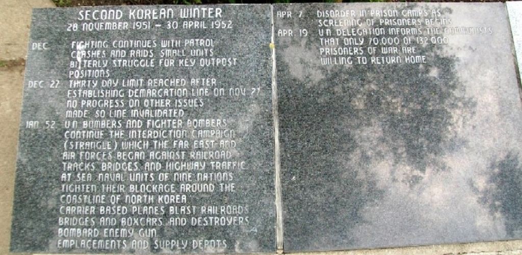 STATE OF OHIO KOREAN WAR MEMORIAL CHRONOLOGY TABLETS G