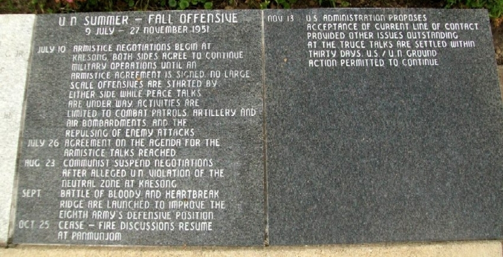 STATE OF OHIO KOREAN WAR MEMORIAL CHRONOLOGY TABLETS F
