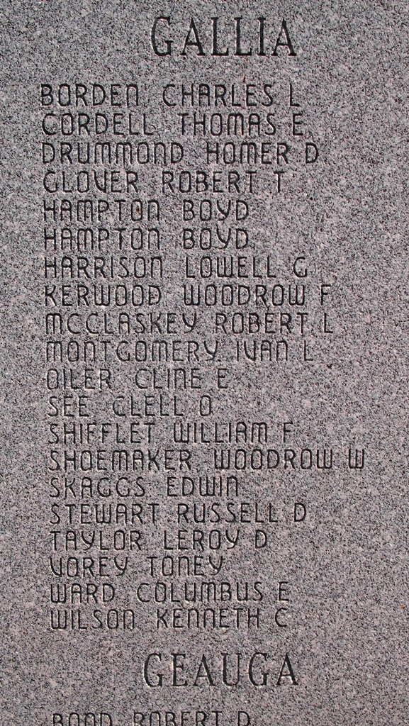STATE OF OHIO KOREAN WAR MEMORIAL STONE F