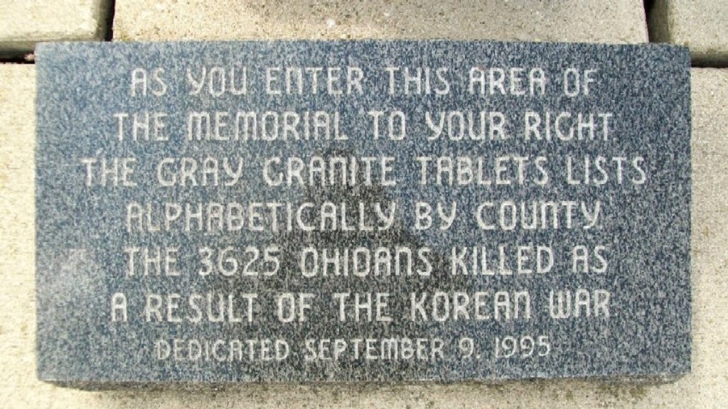 STATE OF OHIO KOREAN WAR MEMORIAL STONE C