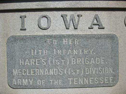 11TH IOWA INFANTRY REGIMENT AT SHILOH MEMORIAL PLAQUE A