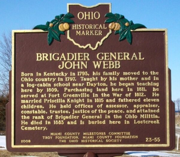 BRIGADIER GENERAL JOHN WEBB WAR MEMORIAL MARKER