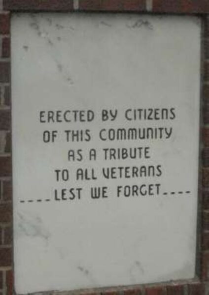 ROCKFORD ALL VETERANS MEMORIAL TABLET