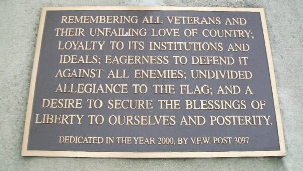 VFW POST 3097 VETERANS MEMORIAL PLAQUE