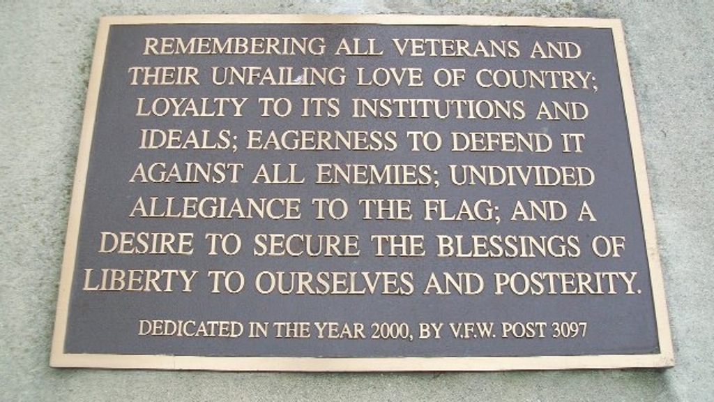 VFW POST 3097 VETERANS MEMORIAL PLAQUE