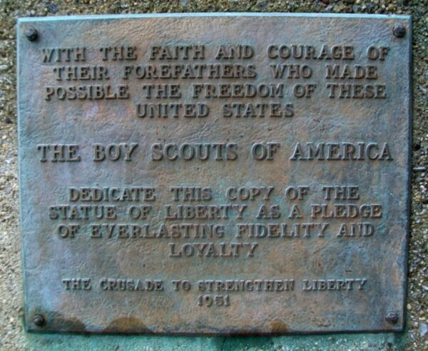 IRONTON REPLICA OF THE STATUE OF LIBERTY MEMORIAL PLAQUE