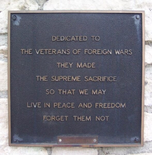 VFW POST 4719 SUPREME SACRIFICE WAR MEMORIAL PLAQUE A