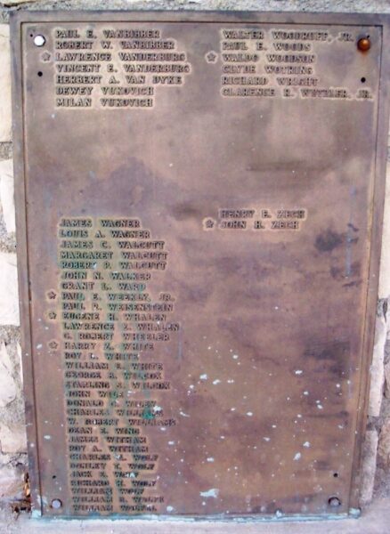 MIFFLIN TOWNSHIP VETERANS OF ALL WARS MEMORIAL PLAQUE G