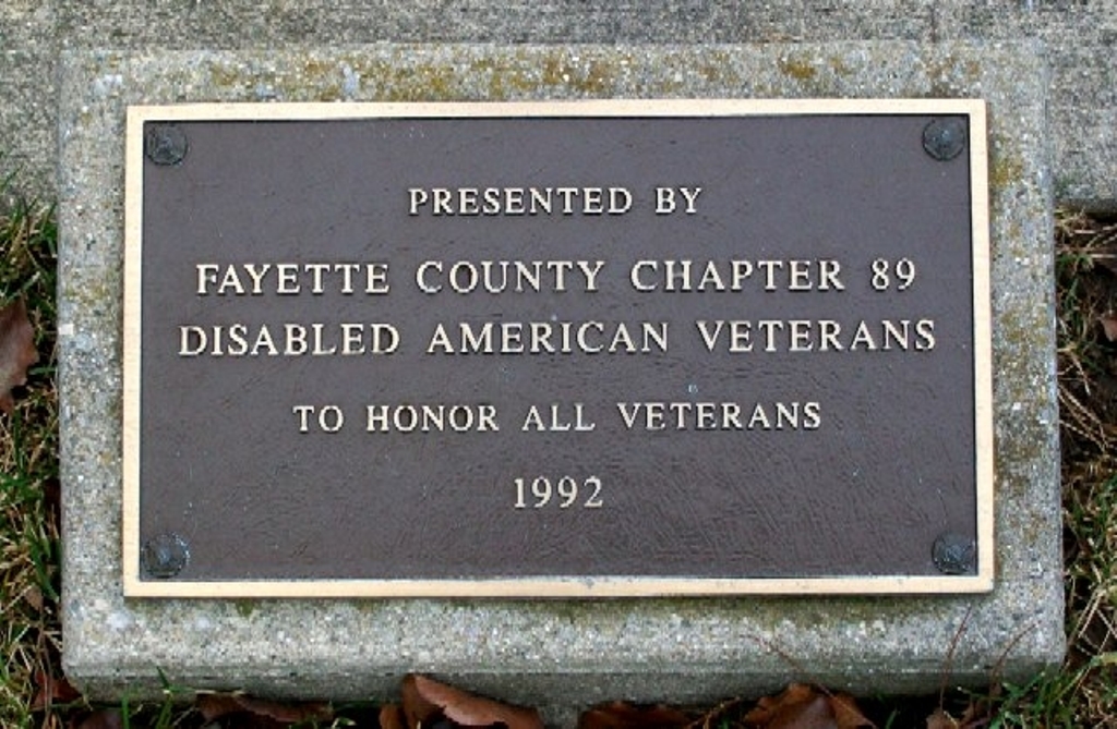 FAYETTE COUNTY CHAPTER 89 DAV VETERANS MEMORIAL PLAQUE