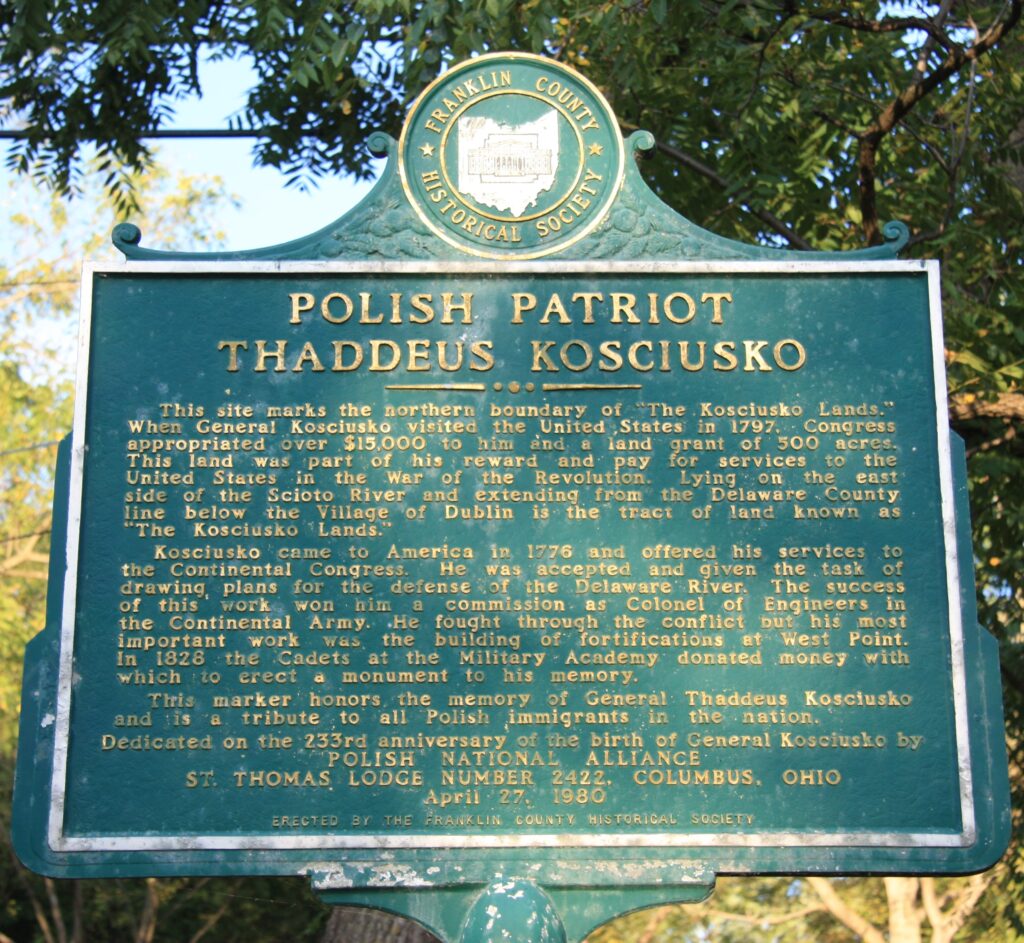 POLISH PATRIOT THADDEUS KOSCIUSKO REVOLUTIONARY WAR MEMORIAL MARKER