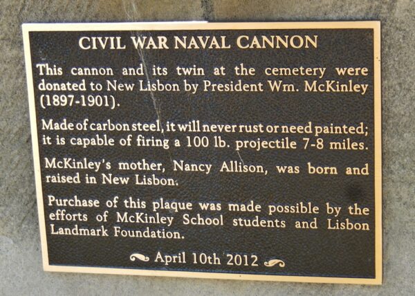 CIVIL WAR NAVAL CANNON MEMORIAL PLAQUE