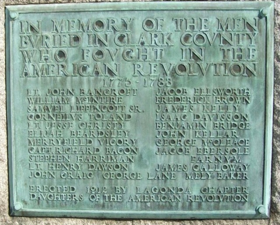 CLARK COUNTY REVOLUTIONARY WAR MEMORIAL PLAQUE