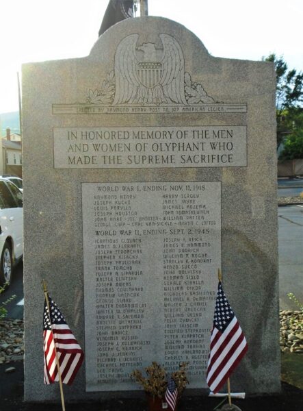 OLYPHANT SUPREME SACRIFICE WAR MEMORIAL CENTER STONE