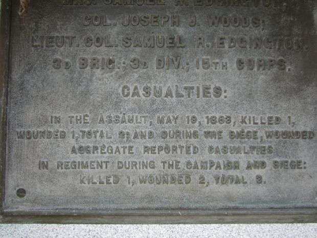 12TH IOWA INFANTRY AT VICKSBURG MEMORIAL PLAQUE