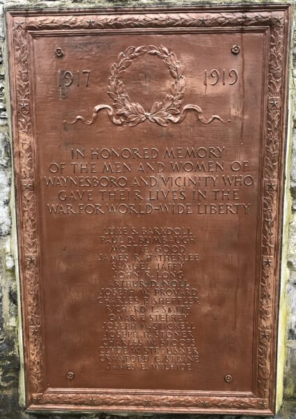 WAYNESBORO AND VICINITY WAR FOR WORLD-WIDE LIBERTY MEMORIAL PLAQUE