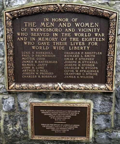 WAYNESBORO WORLD WAR MEMORIAL, PLAQUE