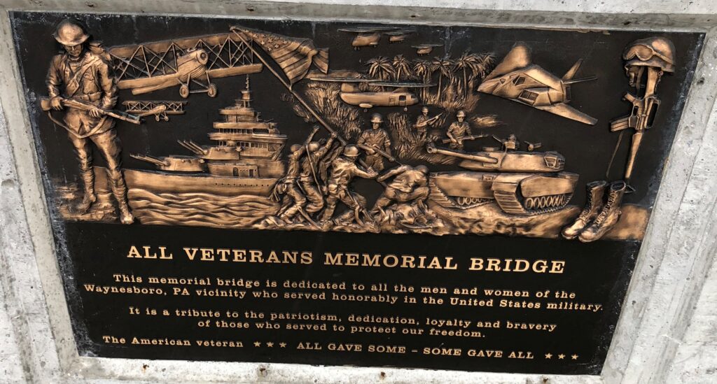 WAYNESBORO ALL VETRANS MEMORIAL BRIDGE PLAQUE