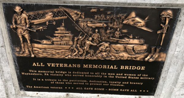 WAYNESBORO ALL VETRANS MEMORIAL BRIDGE PLAQUE