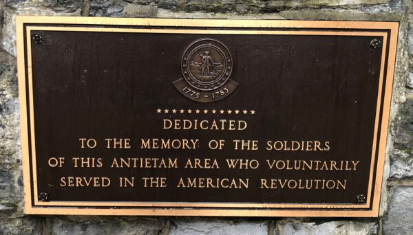 ANTIETAM AREA REVOLUTIONARY WAR MEMORIAL PLAQUE