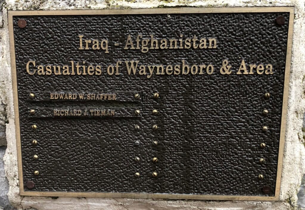 WAYNESBORO & AREA IRAQ-AFGHANISTAN CASUALTIES MEMORIAL PLAQUE
