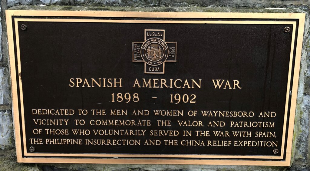 WAYNESBORO SPANISH AMERICAN WAR MEMORIAL PLAQUE