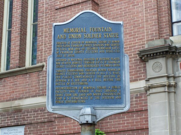 MEMORIAL FOUNTAIN AND UNION SOLDIER STATUE MEMORIAL MARKER