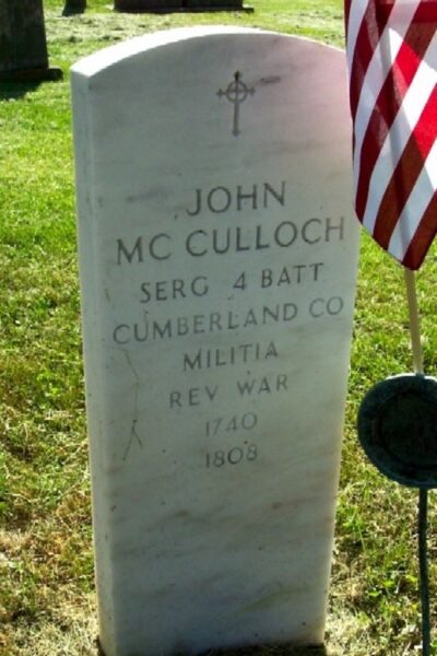 JOHN MC CULLOCH REVOLUTIONARY WAR SOLDIER MEMORIAL CEMETERY STONE