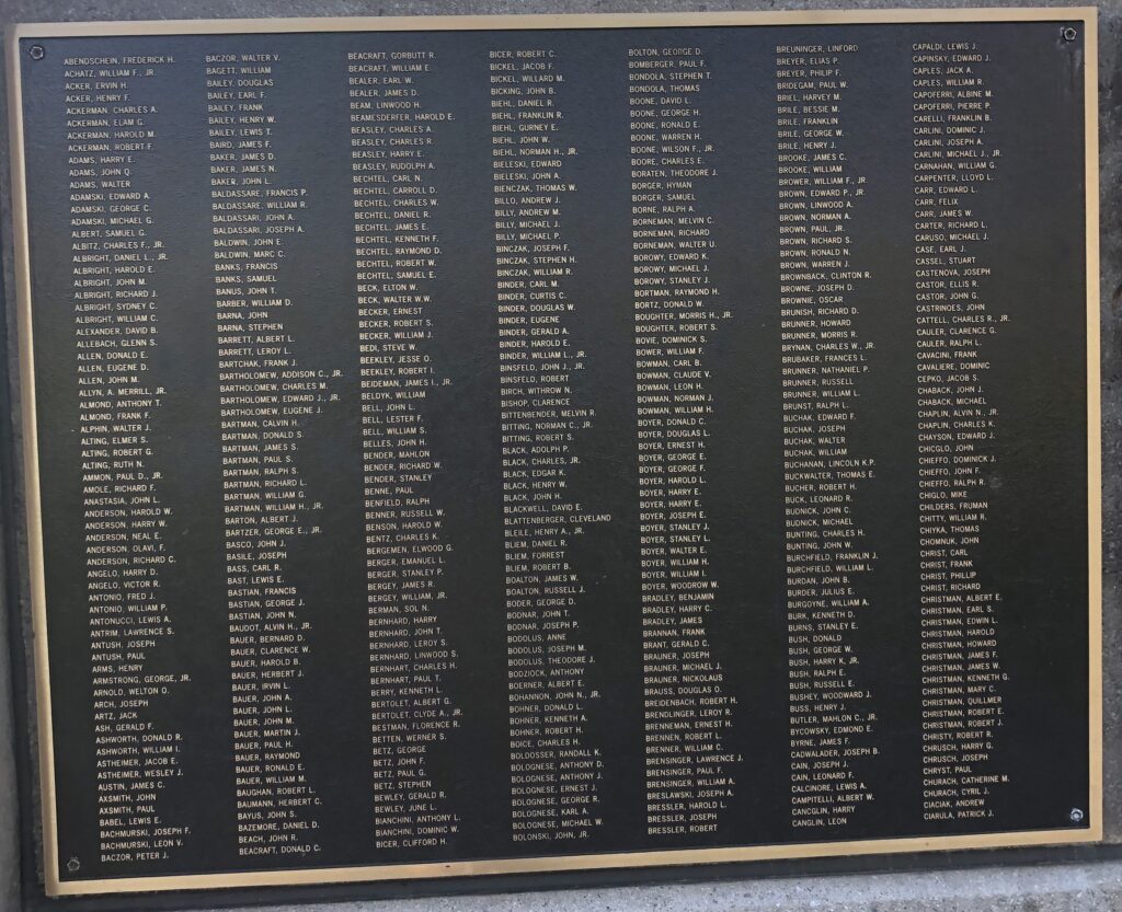 POTTSTOWN WORLD WAR II MEMORIAL PLAQUE C