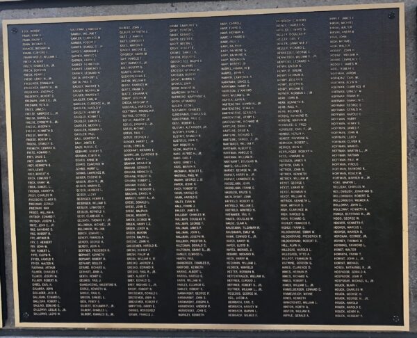 POTTSTOWN WORLD WAR II MEMORIAL PLAQUE E