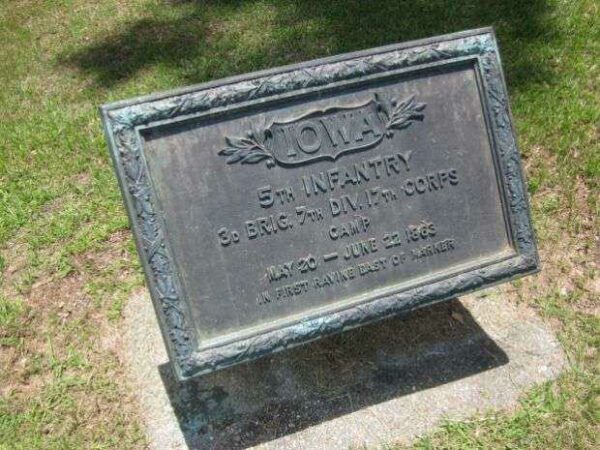 5TH IOWA INFANTRY RAVINE AT VICKSBURG MEMORIAL PALQUE