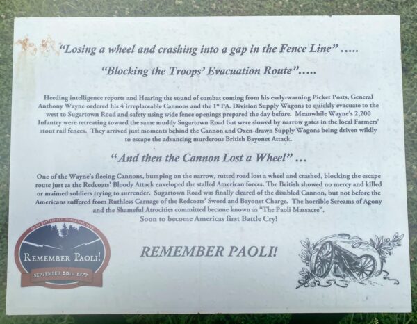 REMEMBER PAOLI REVOLUTIONARY WAR MEMORIAL PANEL