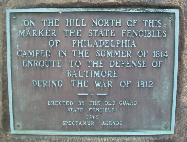 STATE FENCIBLES OF PHILADELPHIA CAMPSITE MEMORIAL PLAQUE