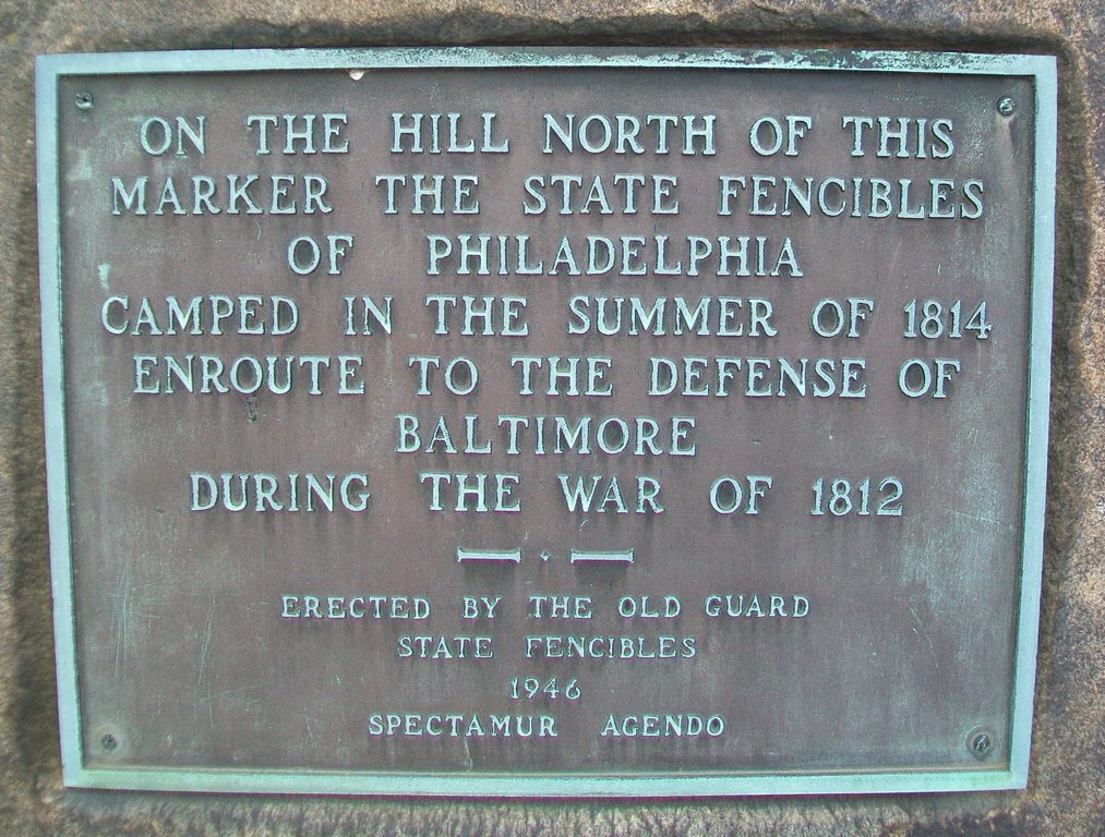 STATE FENCIBLES OF PHILADELPHIA CAMPSITE MEMORIAL PLAQUE