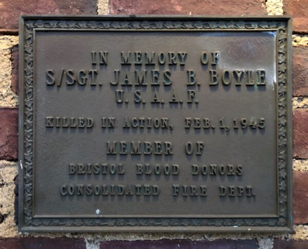 S/SGT JAMES B. BOYLE WAR MEMORIAL PLAQUE