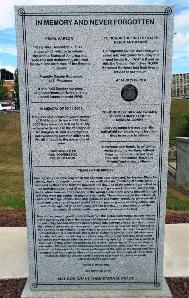 IN MEMORY AND NEVER FORGOTTEN WAR MEMORIAL
