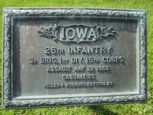 26TH IOWA INFANTRY CASUALTIES AT VICKSBURG MEMORIAL PLAQUE B