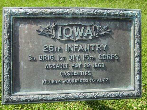 26TH IOWA INFANTRY CASUALTIES AT VICKSBURG MEMORIAL PLAQUE B