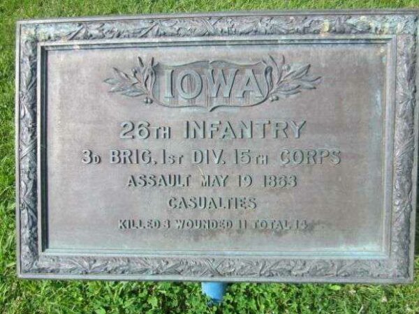 26TH IOWA INFANTRY CASUALTIES AT VICKSBURG MEMORIAL PLAQUE A