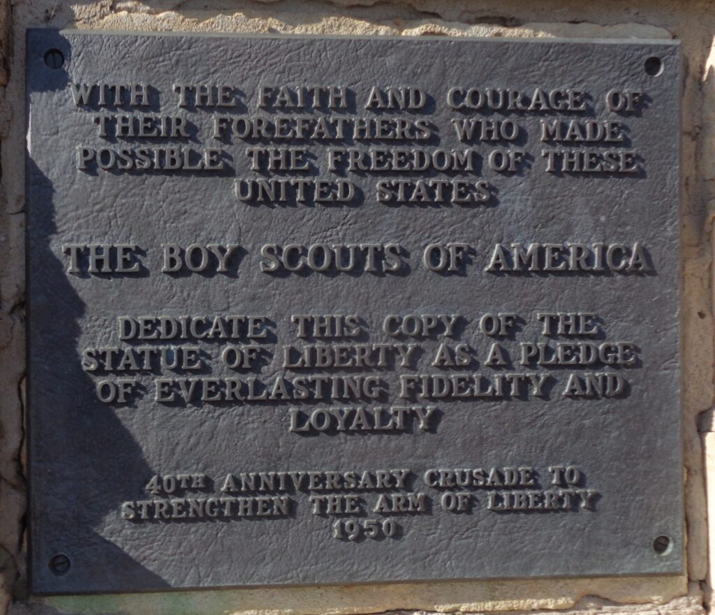 EDMOND STATUE OF LIBERTY REPLICA  MEMORIAL PLAQUE