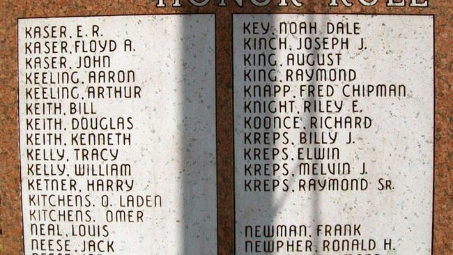 DEPEW COMMUNITY VETERANS MEMORIAL HONOR ROLL STONES M