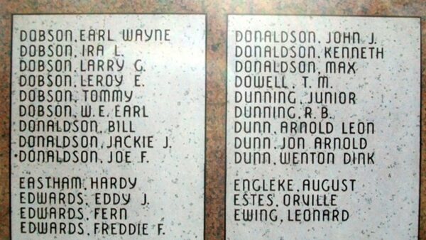 DEPEW COMMUNITY VETERANS MEMORIAL HONOR ROLL STONES E