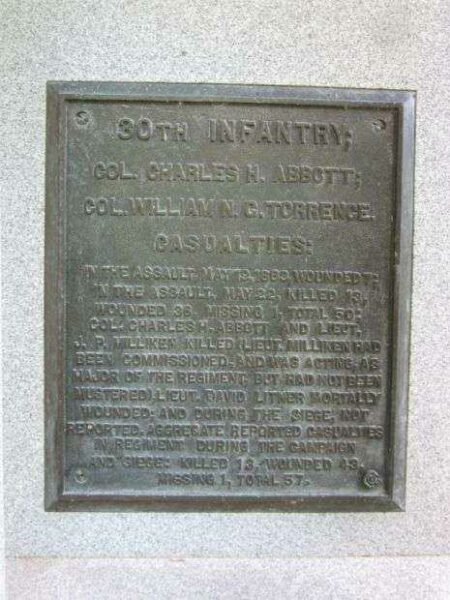 30TH IOWA INFANTRY AT VICKSBURG MEMORIAL PLAQUE